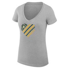 Athletics G-III 4Her by Carl Banks Women's Super-Slim Fit Lightweight Heart V-Neck T-Shirt - MLB