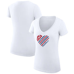 Philadelphia Phillies G-III 4Her by Carl Banks Women's Super-Slim Fit Lightweight Heart V-Neck T-Shirt - MLB