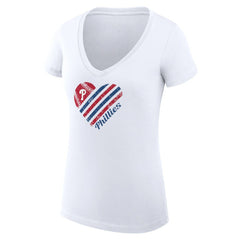 Philadelphia Phillies G-III 4Her by Carl Banks Women's Super-Slim Fit Lightweight Heart V-Neck T-Shirt - MLB