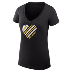 Pittsburgh Pirates G-III 4Her by Carl Banks Women's Super-Slim Fit Lightweight Heart V-Neck T-Shirt - MLB