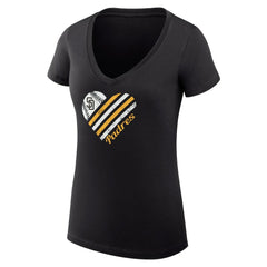 San Diego Padres G-III 4Her by Carl Banks Women's Super-Slim Fit Lightweight Heart V-Neck T-Shirt - MLB