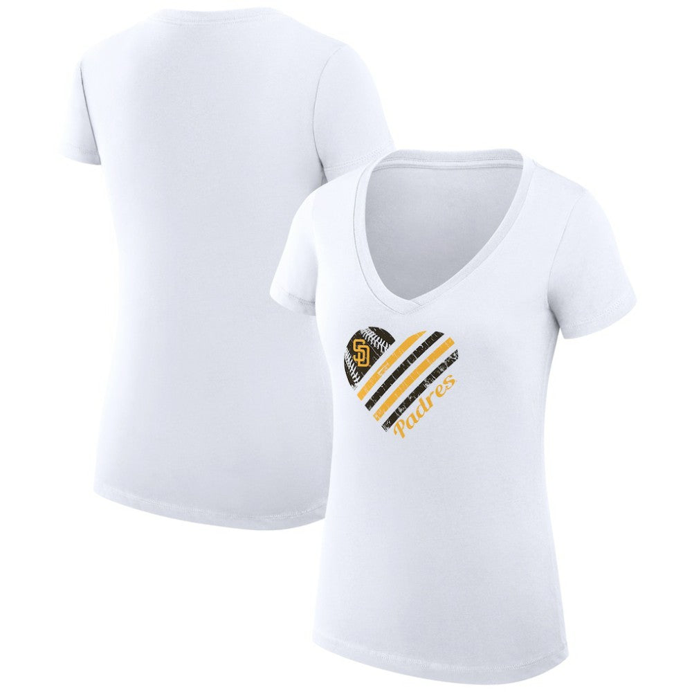 San Diego Padres G-III 4Her by Carl Banks Women's Super-Slim Fit Lightweight Heart V-Neck T-Shirt - MLB