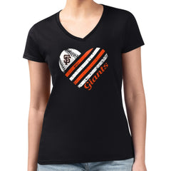 San Francisco Giants G-III 4Her by Carl Banks Women's Super-Slim Fit Lightweight Heart V-Neck T-Shirt - MLB