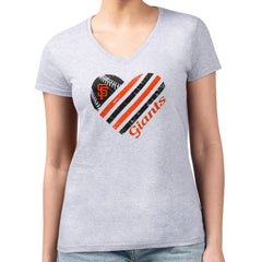 San Francisco Giants G-III 4Her by Carl Banks Women's Super-Slim Fit Lightweight Heart V-Neck T-Shirt - MLB