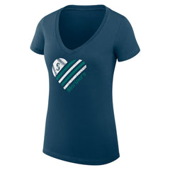 Seattle Mariners G-III 4Her by Carl Banks Women's Super-Slim Fit Lightweight Heart V-Neck T-Shirt - MLB