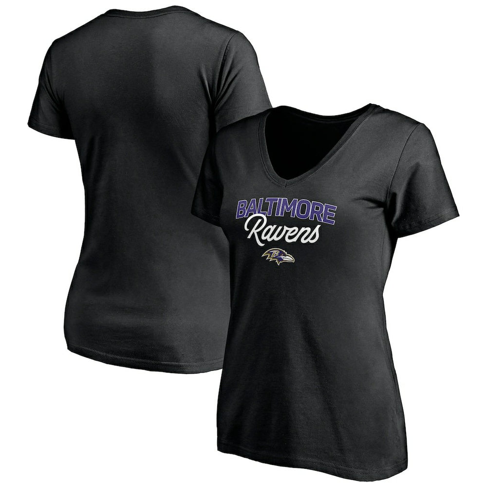 Baltimore Ravens Women's Depth Chart V-Neck T-Shirt Black | NFL