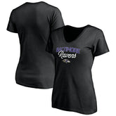 Baltimore Ravens Women's Depth Chart V-Neck T-Shirt Black | NFL