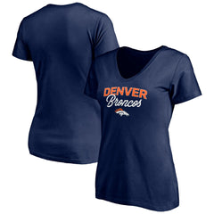 Denver Broncos Women's Depth Chart V-Neck T-Shirt Navy | NFL