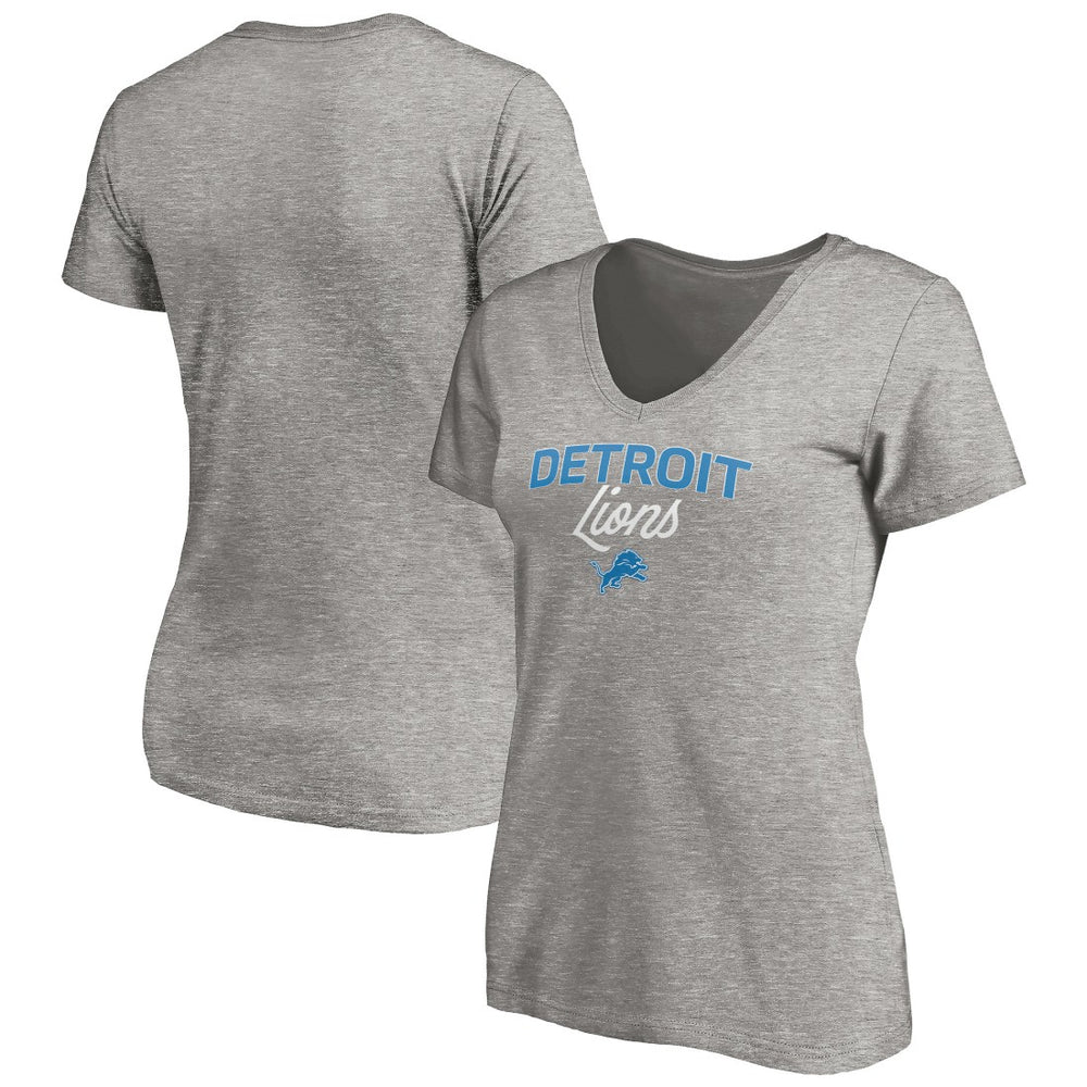 Detroit Lions Women's Depth Chart V-Neck T-Shirt Gray | NFL