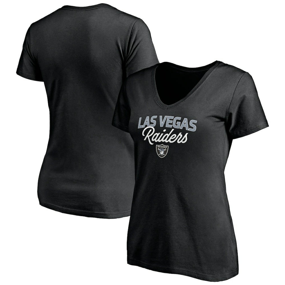 Las Vegas Raiders Women's Depth Chart V-Neck T-Shirt Black | NFL