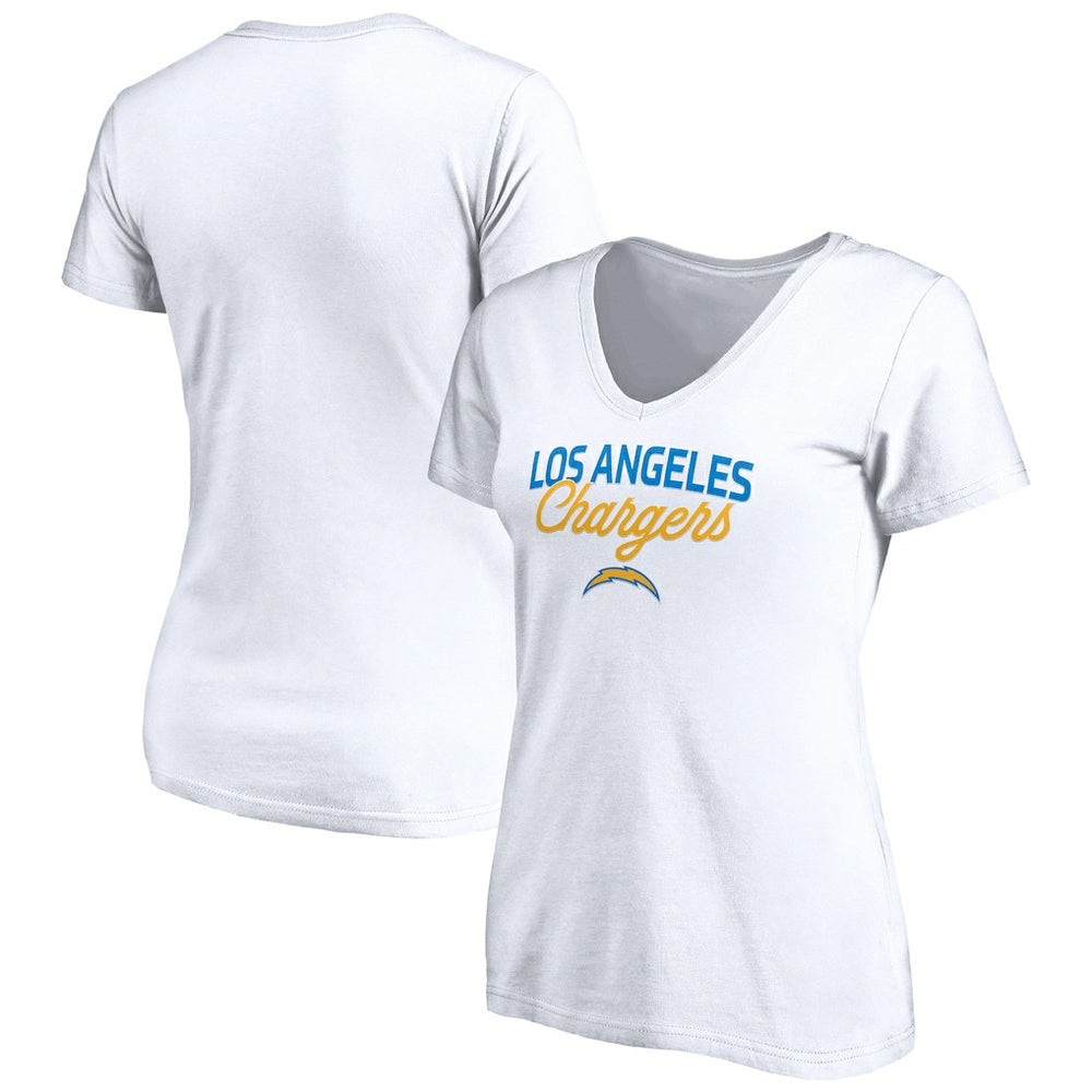 Los Angeles Chargers Women's Depth Chart V-Neck T-Shirt White | NFL