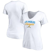 Los Angeles Chargers Women's Depth Chart V-Neck T-Shirt White | NFL