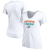 Miami Dolphins Women's Depth Chart V-Neck T-Shirt White | NFL