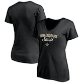 New Orleans Saints Women's Depth Chart V-Neck T-Shirt Black | NFL