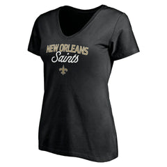 New Orleans Saints Women's Depth Chart V-Neck T-Shirt Black | NFL