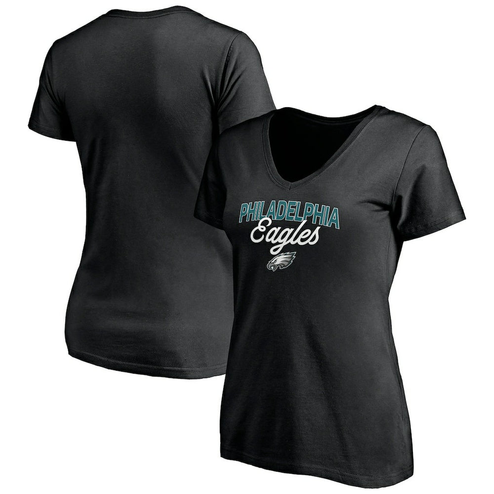 Philadelphia Eagles Women's Depth Chart V-Neck T-Shirt Black | NFL