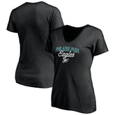 Philadelphia Eagles Women's Depth Chart V-Neck T-Shirt Black | NFL