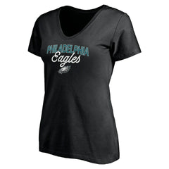 Philadelphia Eagles Women's Depth Chart V-Neck T-Shirt Black | NFL