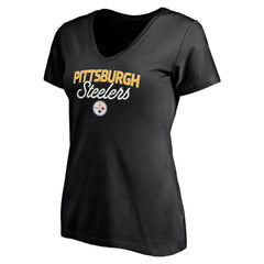 Pittsburgh Steelers Women's Depth Chart V-Neck T-Shirt Black | NFL