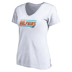 Miami Dolphins Women's Mascot In Bounds V-Neck T-Shirt White | NFL