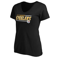Pittsburgh Steelers Women's Mascot In Bounds V-Neck T-Shirt Black | NFL