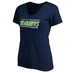Seattle Seahawks Women's Mascot In Bounds V-Neck T-Shirt College Navy | NFL