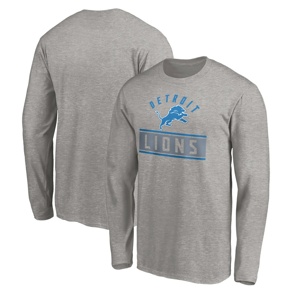 Detroit Lions Team Arch Knockout Long Sleeve T-Shirt Heather Gray | NFL