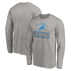 Detroit Lions Team Arch Knockout Long Sleeve T-Shirt Heather Gray | NFL