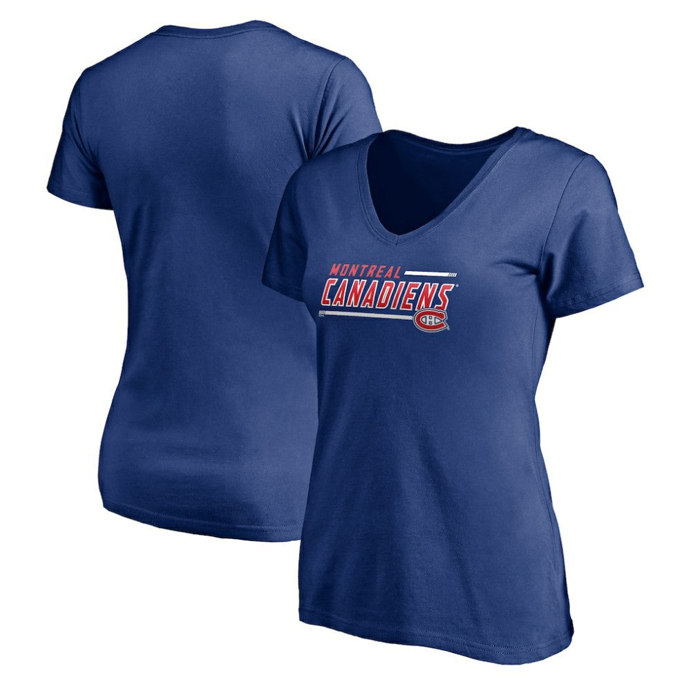 Montreal Canadiens Women's Mascot In Bounds V-Neck T-Shirt - Blue - NHL