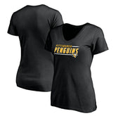 Pittsburgh Penguins Women's Mascot In Bounds V-Neck T-Shirt - Black - NHL