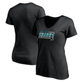 San Jose Sharks Women's Mascot In Bounds V-Neck T-Shirt - Black - NHL