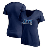 Winnipeg Jets Women's Mascot In Bounds V-Neck T-Shirt - Navy - NHL