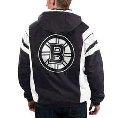 Boston Bruins Starter x NHL Black Ice Home Team Half-Zip Pullover Hoodie - Black/White - NHL