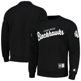 Chicago Blackhawks Starter x NHL Black Ice Cross Check Pullover Sweatshirt - Black - NHL