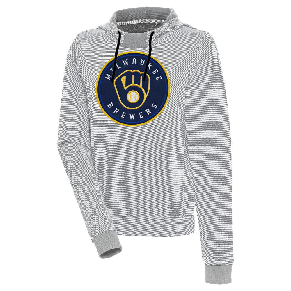 Milwaukee Brewers Antigua Women's Axe Bunker Tri-Blend Pullover Hoodie - MLB