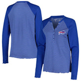 Buffalo Bills Antigua Women's Maverick Waffle Henley Long Sleeve T-Shirt Royal | NFL