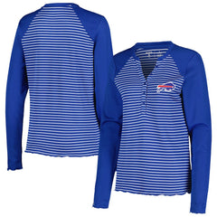 Buffalo Bills Antigua Women's Maverick Waffle Henley Long Sleeve T-Shirt Royal | NFL