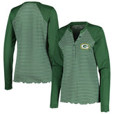 Green Bay Packers Antigua Women's Maverick Waffle Henley Long Sleeve T-Shirt Green | NFL