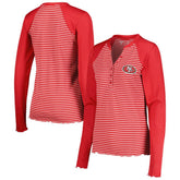 San Francisco 49ers Antigua Women's Maverick Waffle Henley Long Sleeve T-Shirt Scarlet | NFL