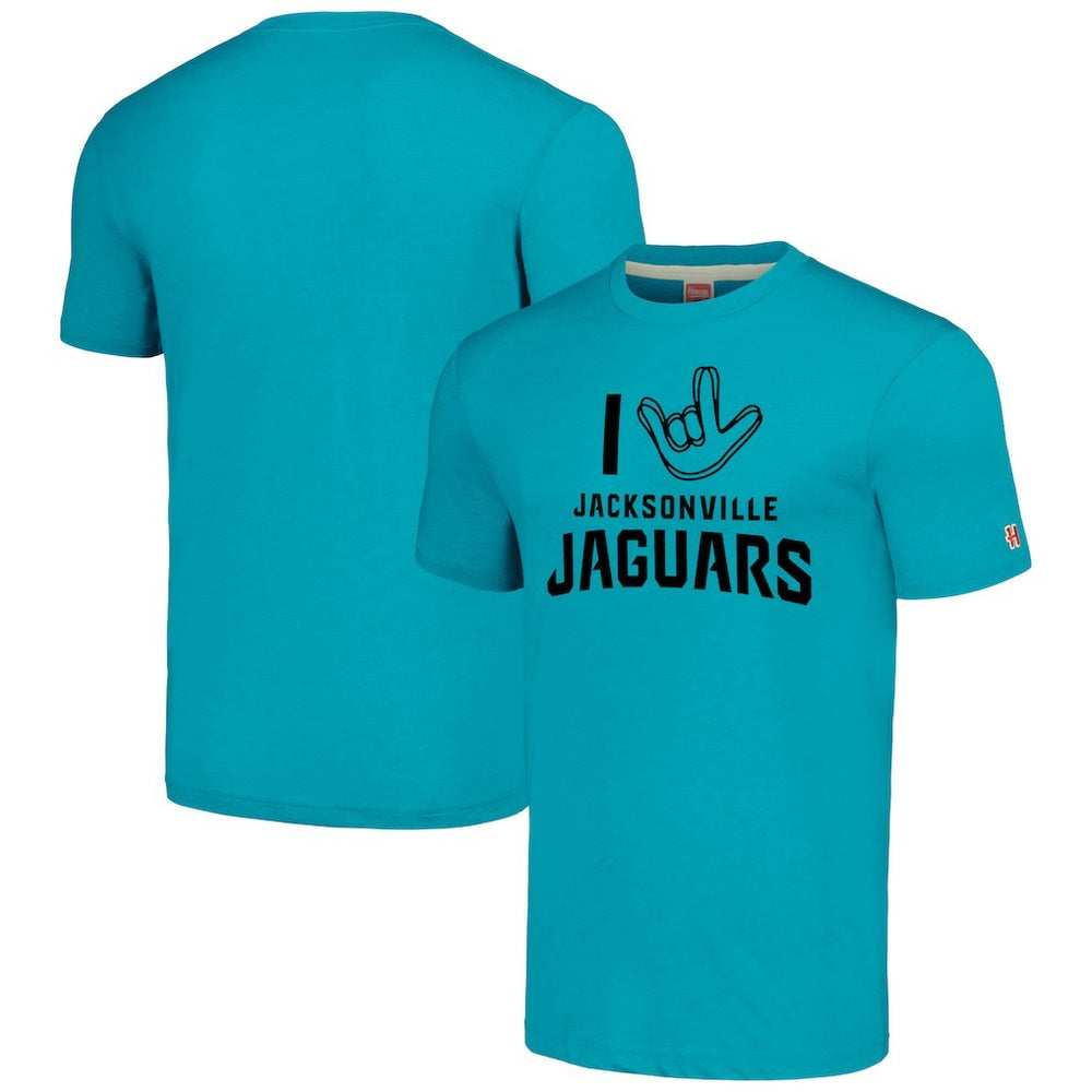 Jacksonville Jaguars Homage Unisex The NFL ASL Collection by Love Sign Tri-Blend T-Shirt Teal | NFL