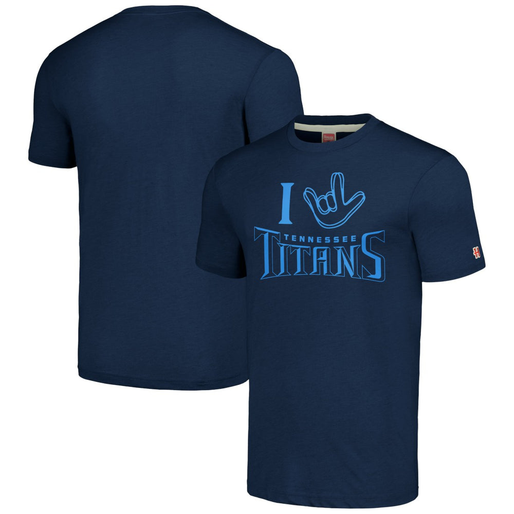 Tennessee Titans Homage Unisex The NFL ASL Collection by Love Sign Tri-Blend T-Shirt Navy | NFL