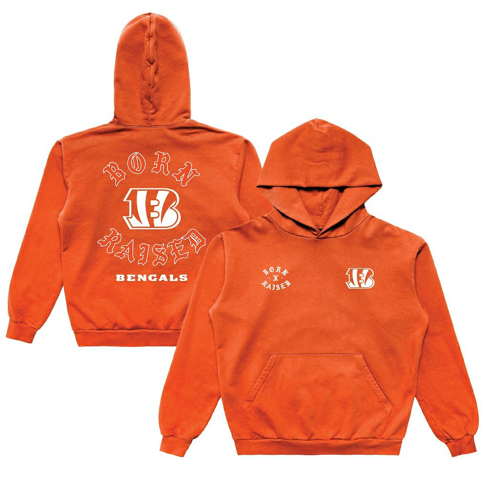 Cincinnati Bengals Born x Raised Unisex Pullover Hoodie Orange | NFL