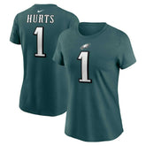 Jalen Hurts Philadelphia Eagles Women's Player Name & Number T-Shirt Midnight Green | Nike for Sale