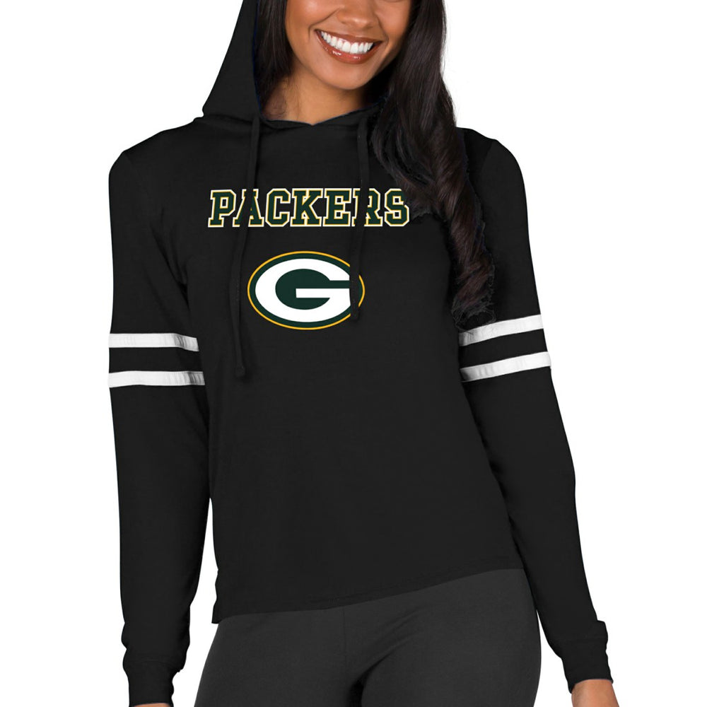 Green Bay Packers Concepts Sport Women's Marathon Lightweight Lounge Pullover Hoodie Black | NFL