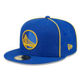 Golden State Warriors Piped & Flocked 59Fifty Fitted Hat Royal - NBA