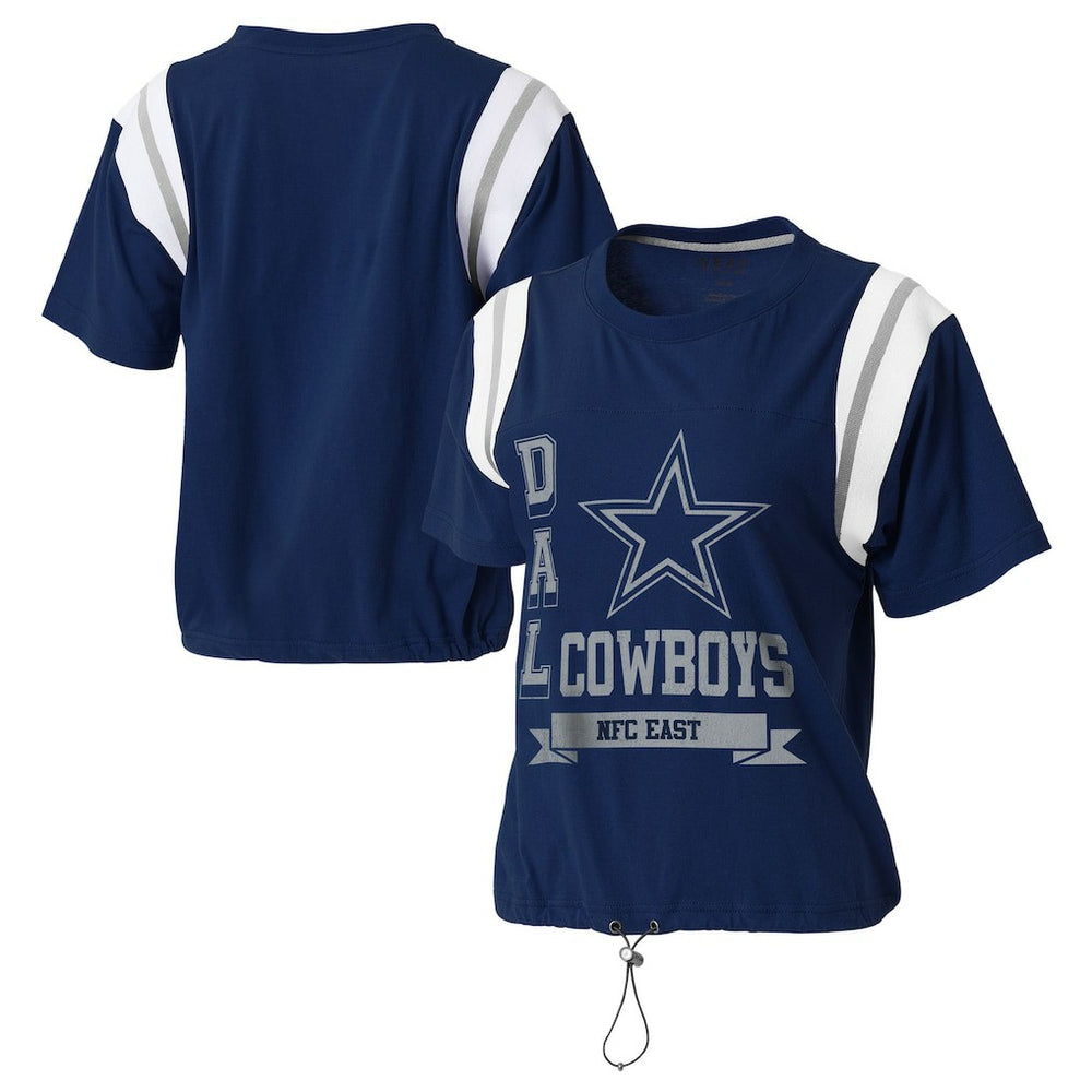 Dallas Cowboys WEAR by Erin Andrews Women's Cinched Colorblock T-Shirt Navy | NFL