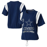 Dallas Cowboys WEAR by Erin Andrews Women's Cinched Colorblock T-Shirt Navy | NFL