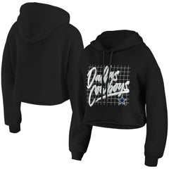 Dallas Cowboys WEAR by Erin Andrews Women's Domestic Cropped Pullover Hoodie Black | NFL