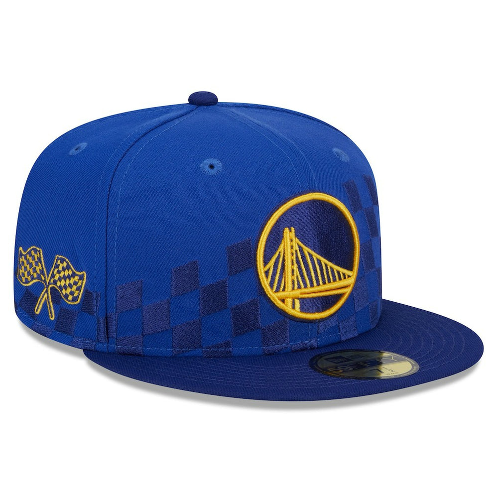 Golden State Warriors Rally Drive Checkerboard 59FIFTY Crown Fitted Hat Royal - NBA