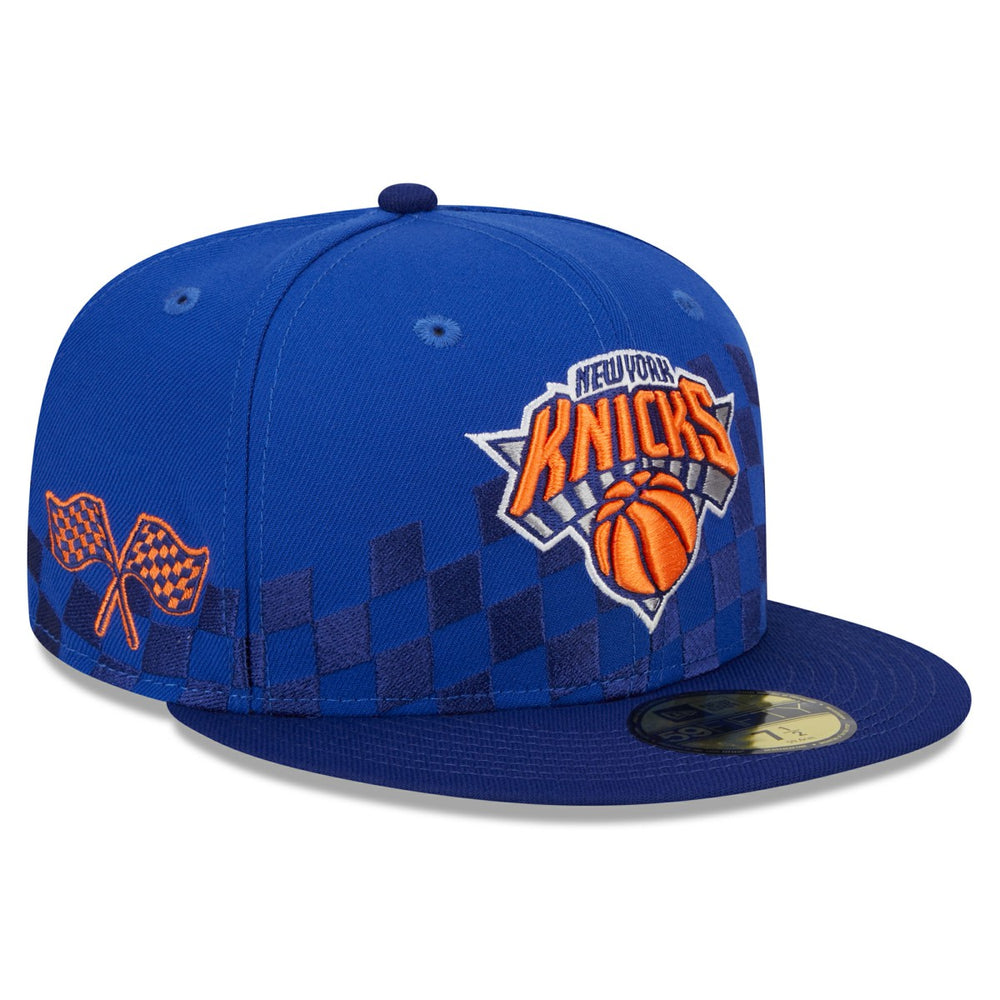 New York Knicks Rally Drive Checkerboard 59FIFTY Crown Fitted Hat Blue - NBA